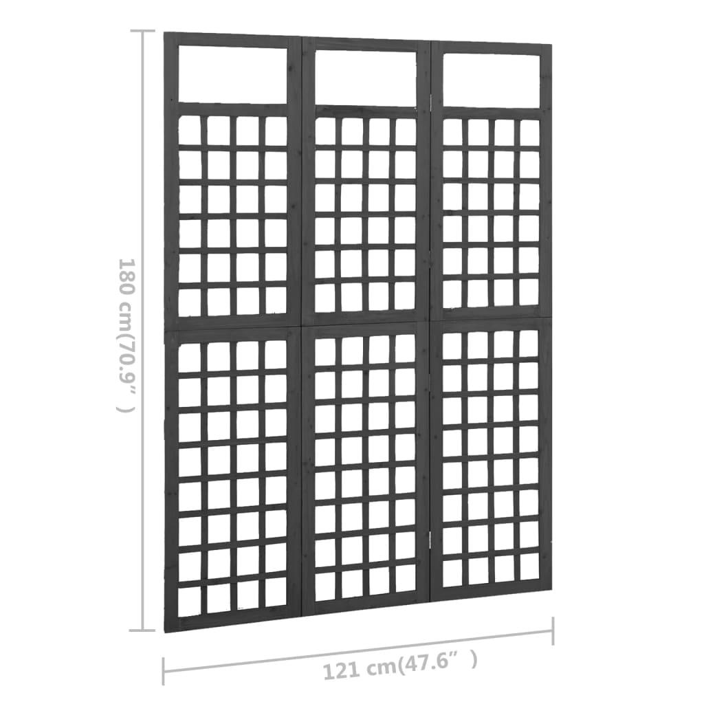 3-Panel Room Divider/Trellis Solid Fir Wood Black 47.6"x70.9" at Set Shop and Smile