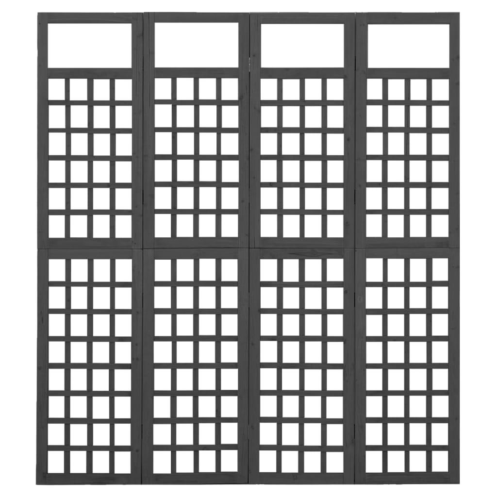4-Panel Room Divider/Trellis Solid Fir Wood Black 63.4"x70.9" at Set Shop and Smile
