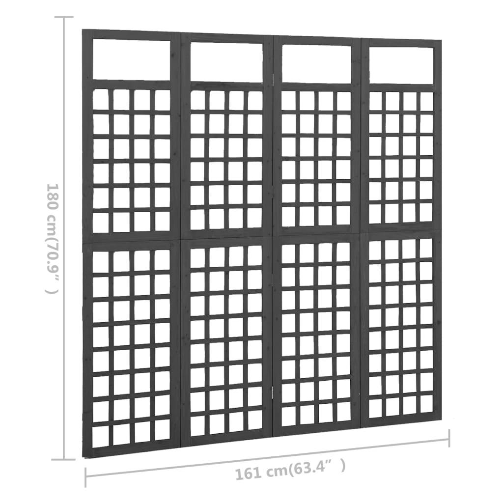 4-Panel Room Divider/Trellis Solid Fir Wood Black 63.4"x70.9" at Set Shop and Smile