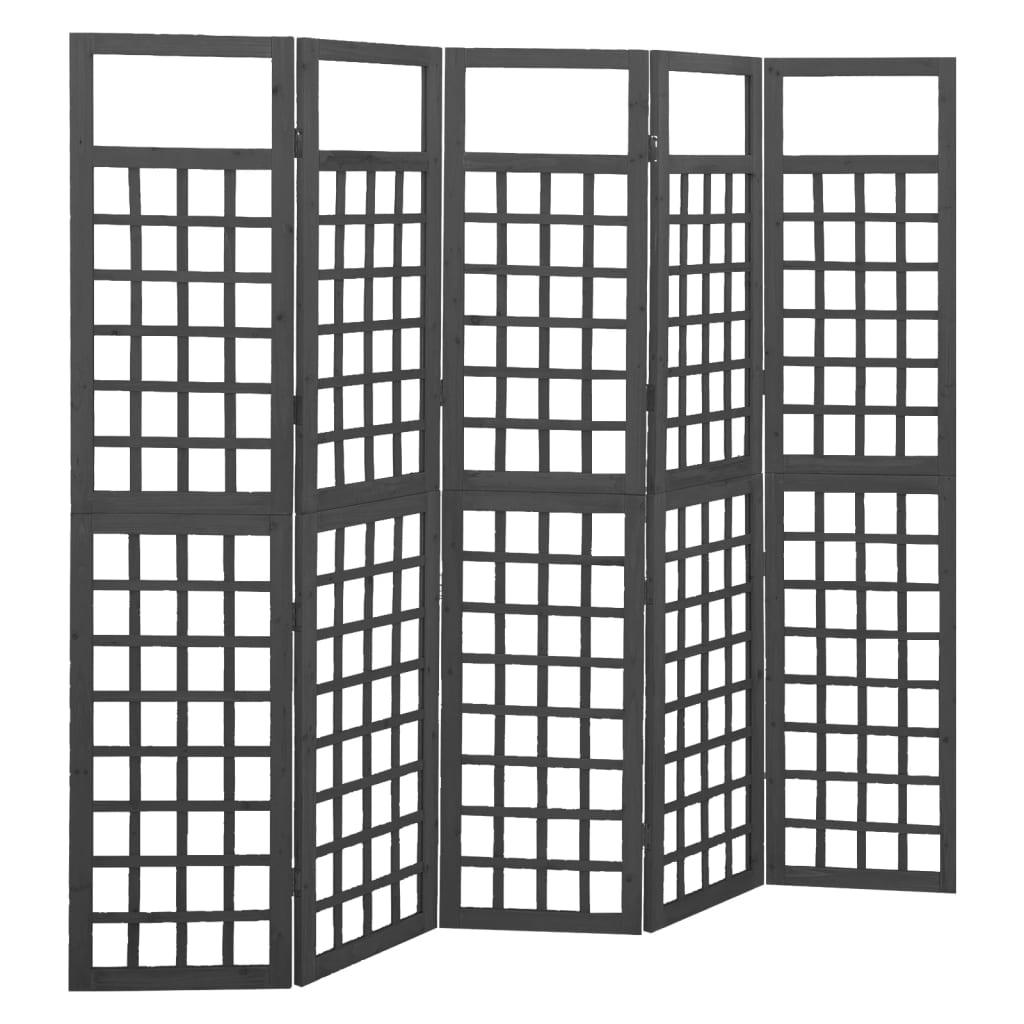 5-Panel Room Divider/Trellis Solid Fir Wood Black 79.3"x70.9" at Set Shop and Smile