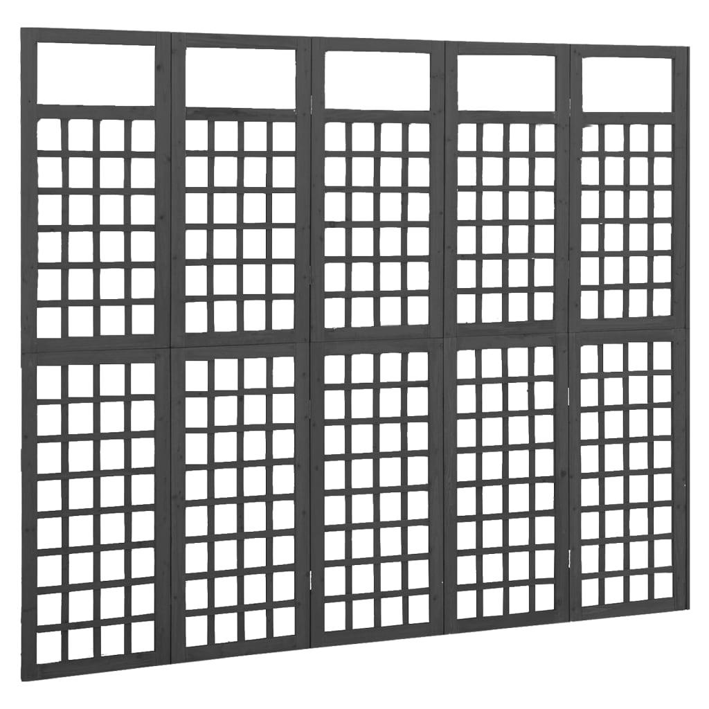 5-Panel Room Divider/Trellis Solid Fir Wood Black 79.3"x70.9" at Set Shop and Smile