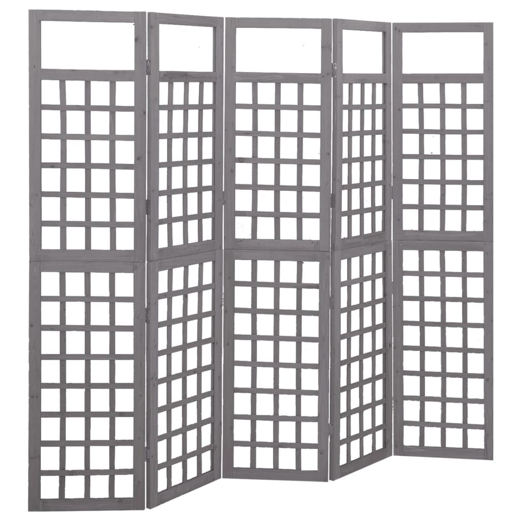 5-Panel Room Divider/Trellis Solid Fir Wood Gray 79.3"x70.9" at Set Shop and Smile