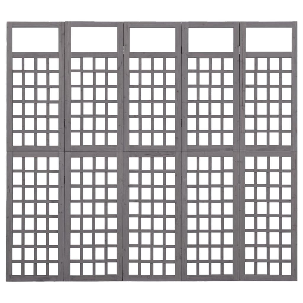 5-Panel Room Divider/Trellis Solid Fir Wood Gray 79.3"x70.9" at Set Shop and Smile