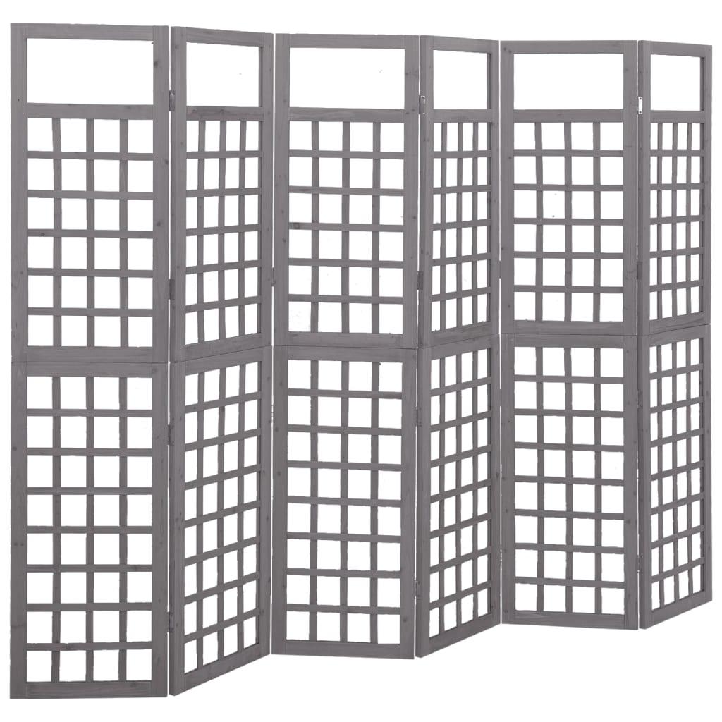 6-Panel Room Divider/Trellis Solid Fir Wood Gray 95.5"x70.9" at Set Shop and Smile