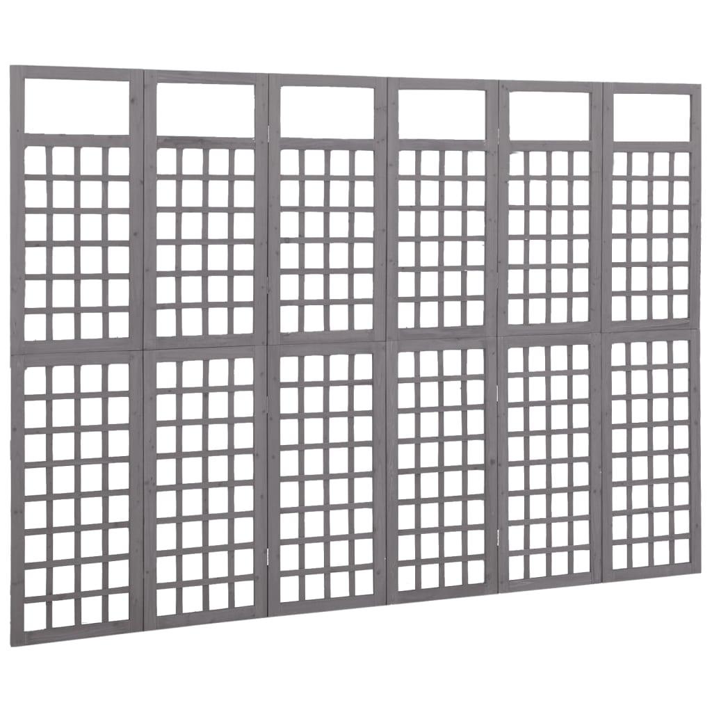 6-Panel Room Divider/Trellis Solid Fir Wood Gray 95.5"x70.9" at Set Shop and Smile