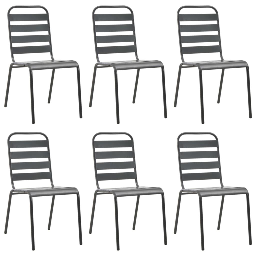 7 Piece Patio Dining Set Steel Dark Gray at Set Shop and Smile