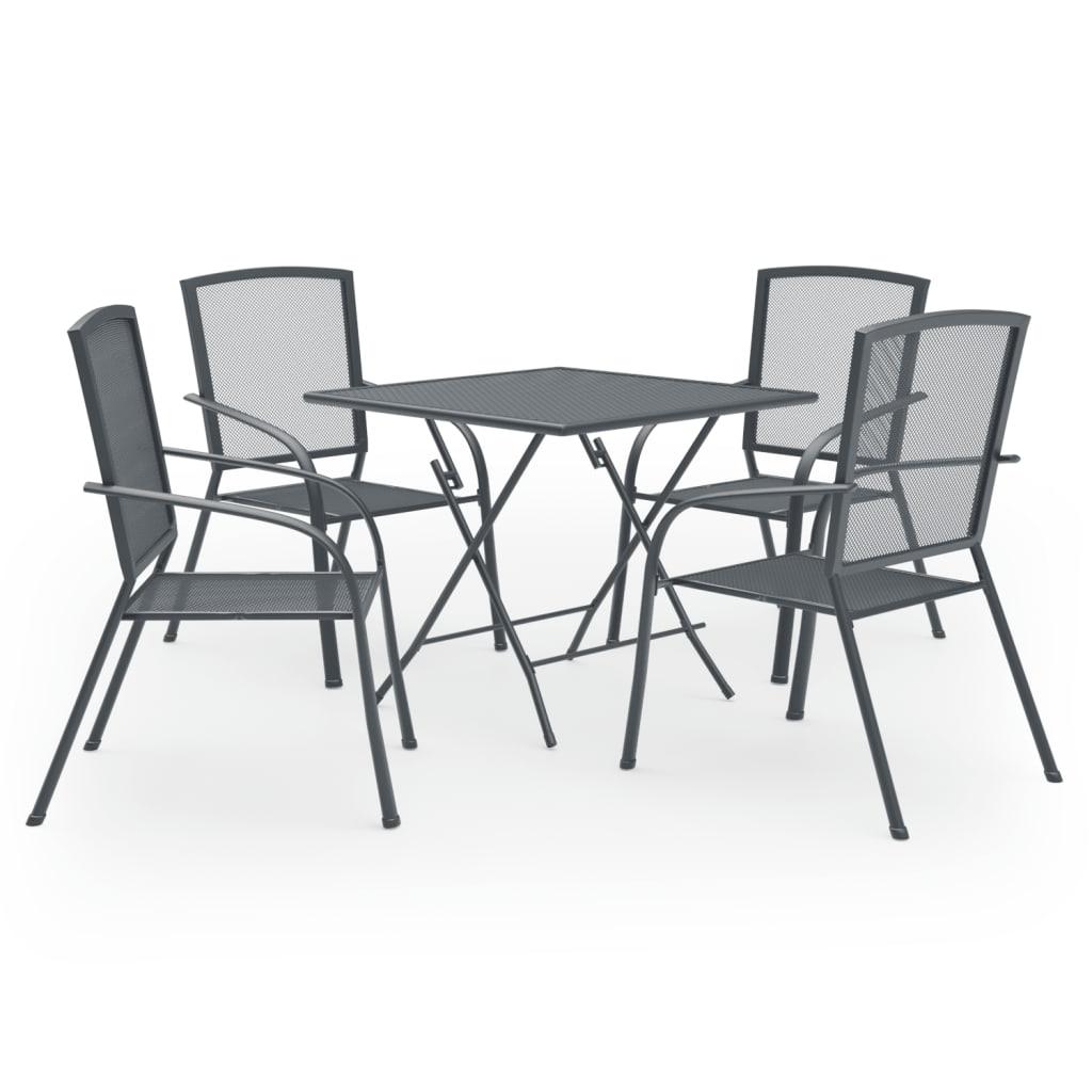 5 Piece Patio Dining Set Steel Anthracite at Set Shop and Smile