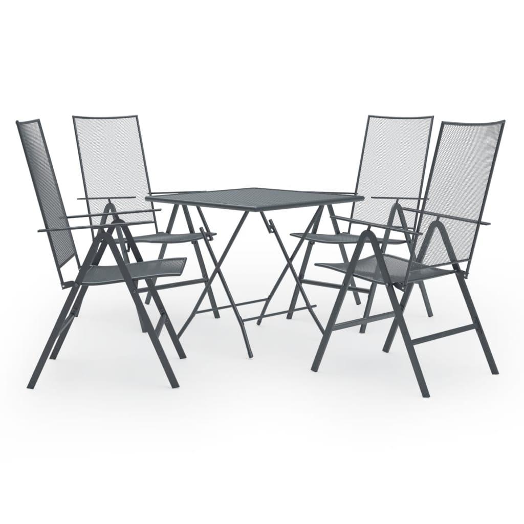 5 Piece Patio Dining Set Steel Anthracite at Set Shop and Smile