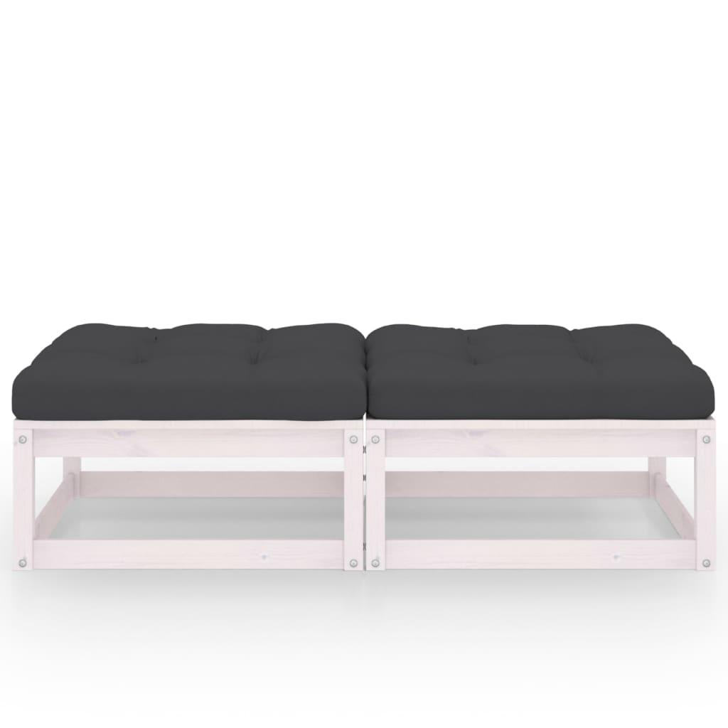 Patio Footstools with Cushions 2 pcs Solid Pinewood at Set Shop and Smile