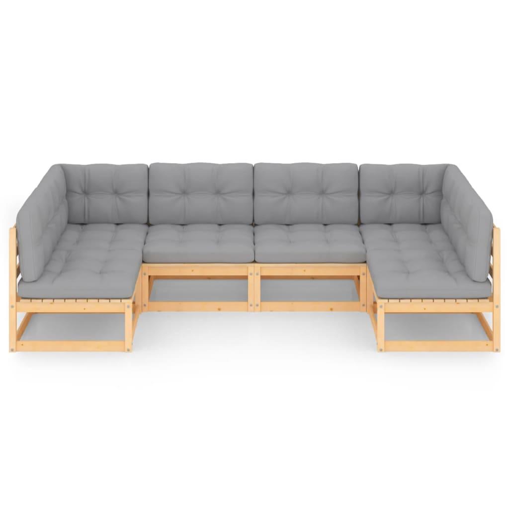 6 Piece Patio Lounge Set with Cushions Solid Pinewood at Set Shop and Smile