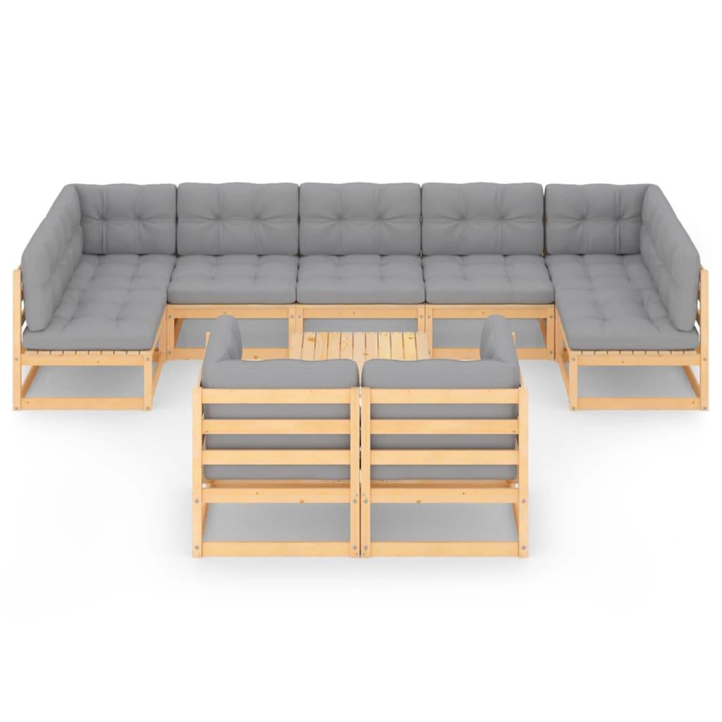 10 Piece Patio Lounge Set with Cushions Solid Pinewood at Set Shop and Smile