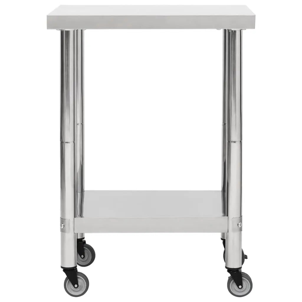 Kitchen Work Table with Wheels 23.6"x17.7"x33.5" Stainless Steel at Set Shop and Smile