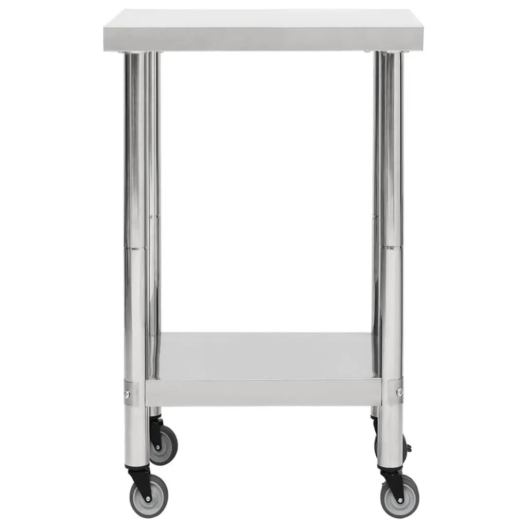 Kitchen Work Table with Wheels 23.6"x23.6"x33.5" Stainless Steel at Set Shop and Smile