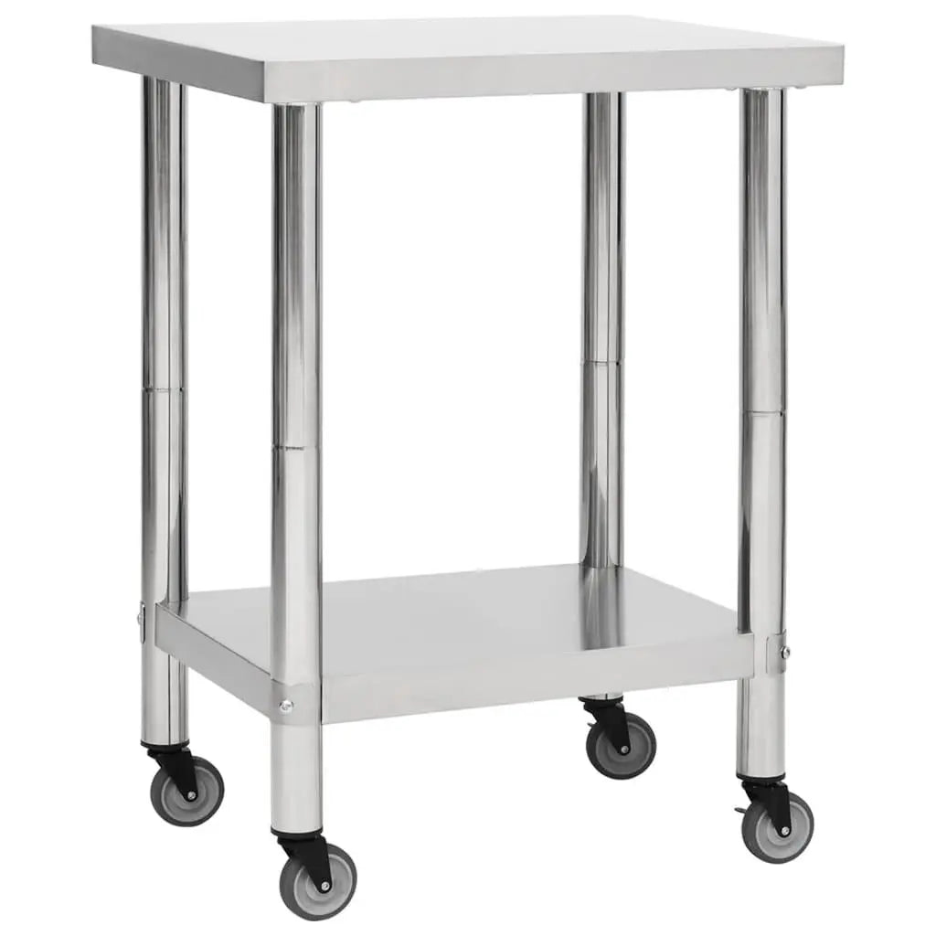 Kitchen Work Table with Wheels 31.5"x17.7"x33.5" Stainless Steel at Set Shop and Smile