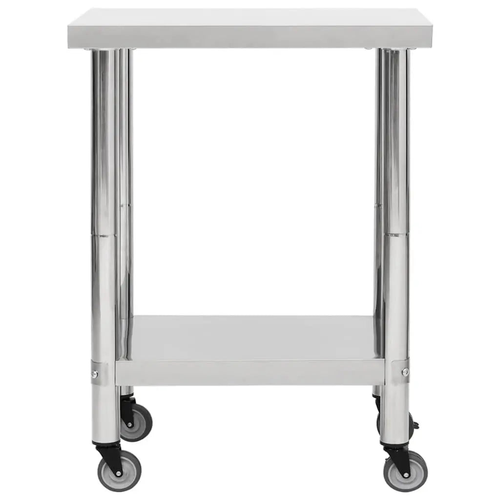Kitchen Work Table with Wheels 31.5"x17.7"x33.5" Stainless Steel at Set Shop and Smile