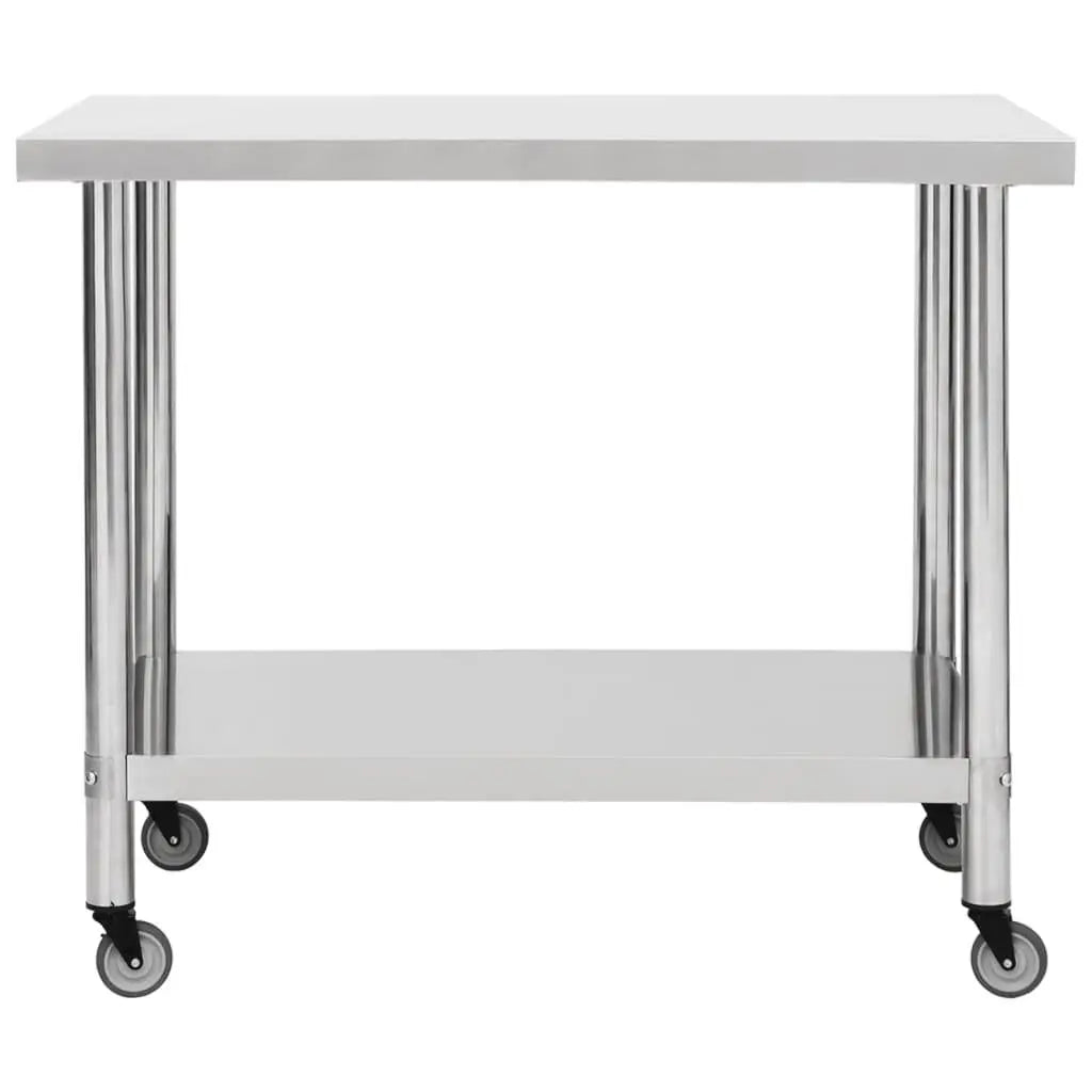 Kitchen Work Table with Wheels 31.5"x23.6"x33.5" Stainless Steel at Set Shop and Smile