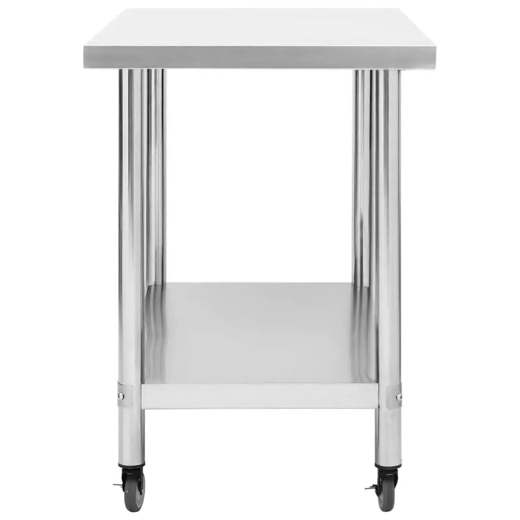 Kitchen Work Table with Wheels 31.5"x23.6"x33.5" Stainless Steel at Set Shop and Smile