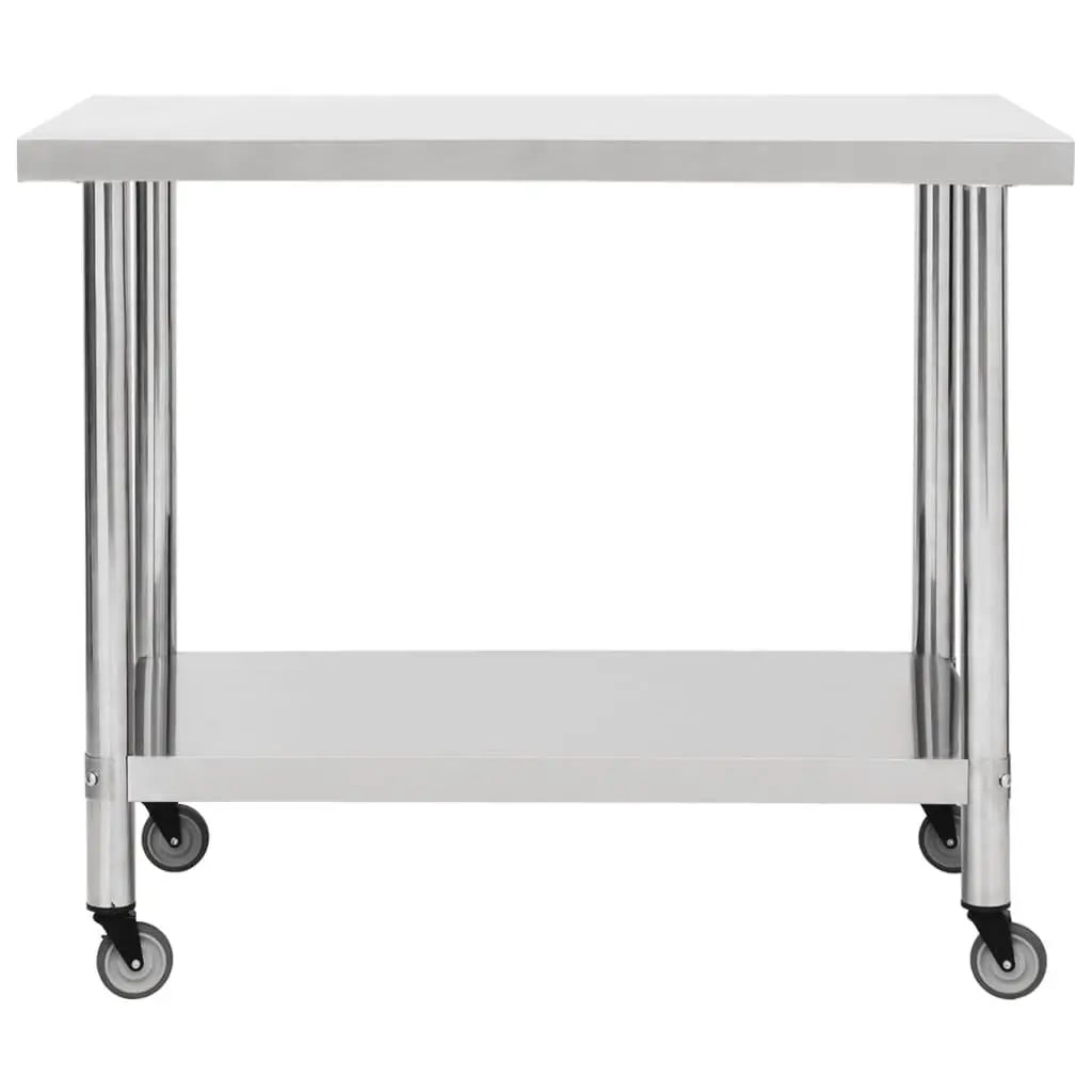 Kitchen Work Table with Wheels 39.4"x17.7"x33.5" Stainless Steel at Set Shop and Smile
