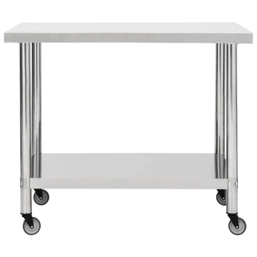 Kitchen Work Table with Wheels 39.4"x23.6"x33.5" Stainless Steel at Set Shop and Smile