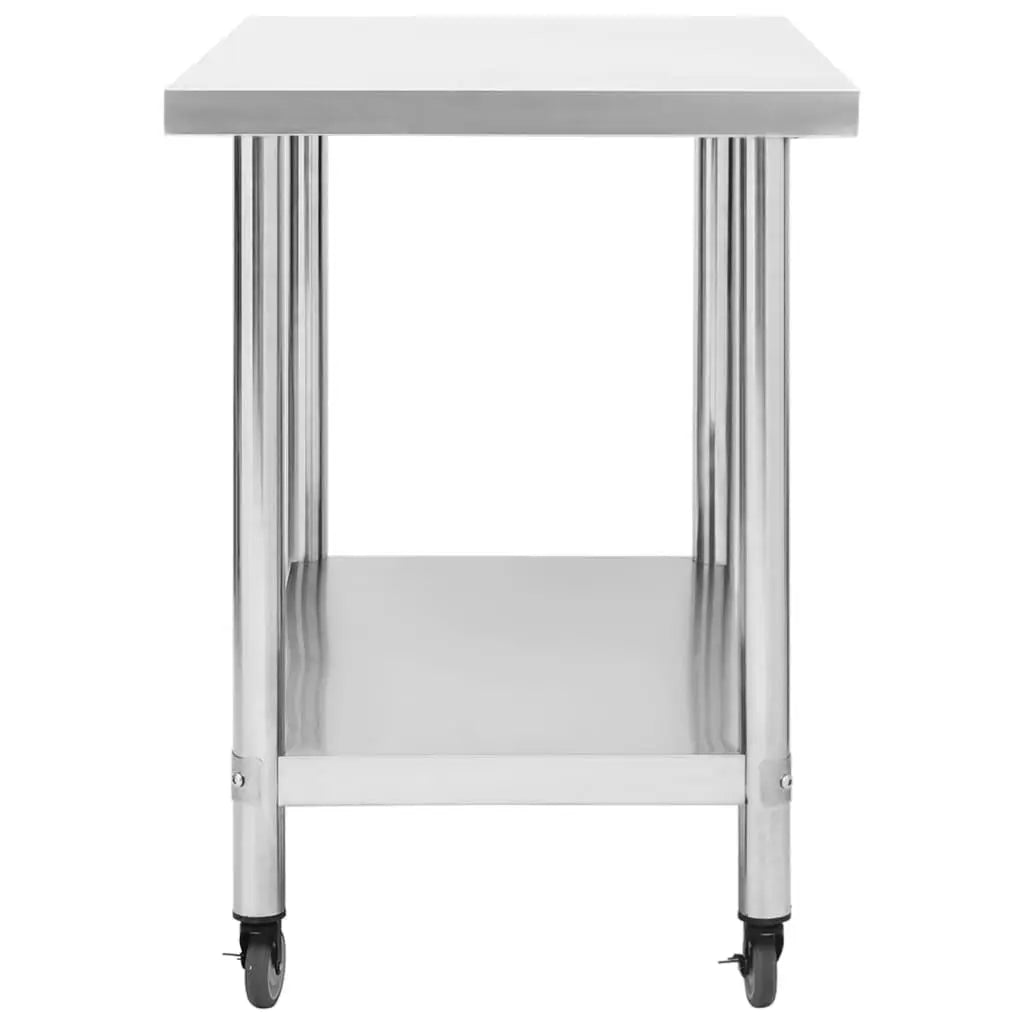 Kitchen Work Table with Wheels 39.4"x23.6"x33.5" Stainless Steel at Set Shop and Smile