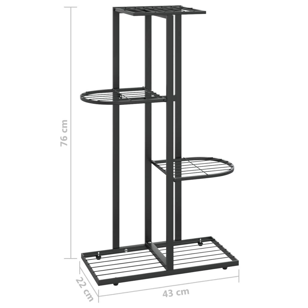 4-Floor Flower Stand 16.9"x8.7"x29.9" Black Metal at Set Shop and Smile