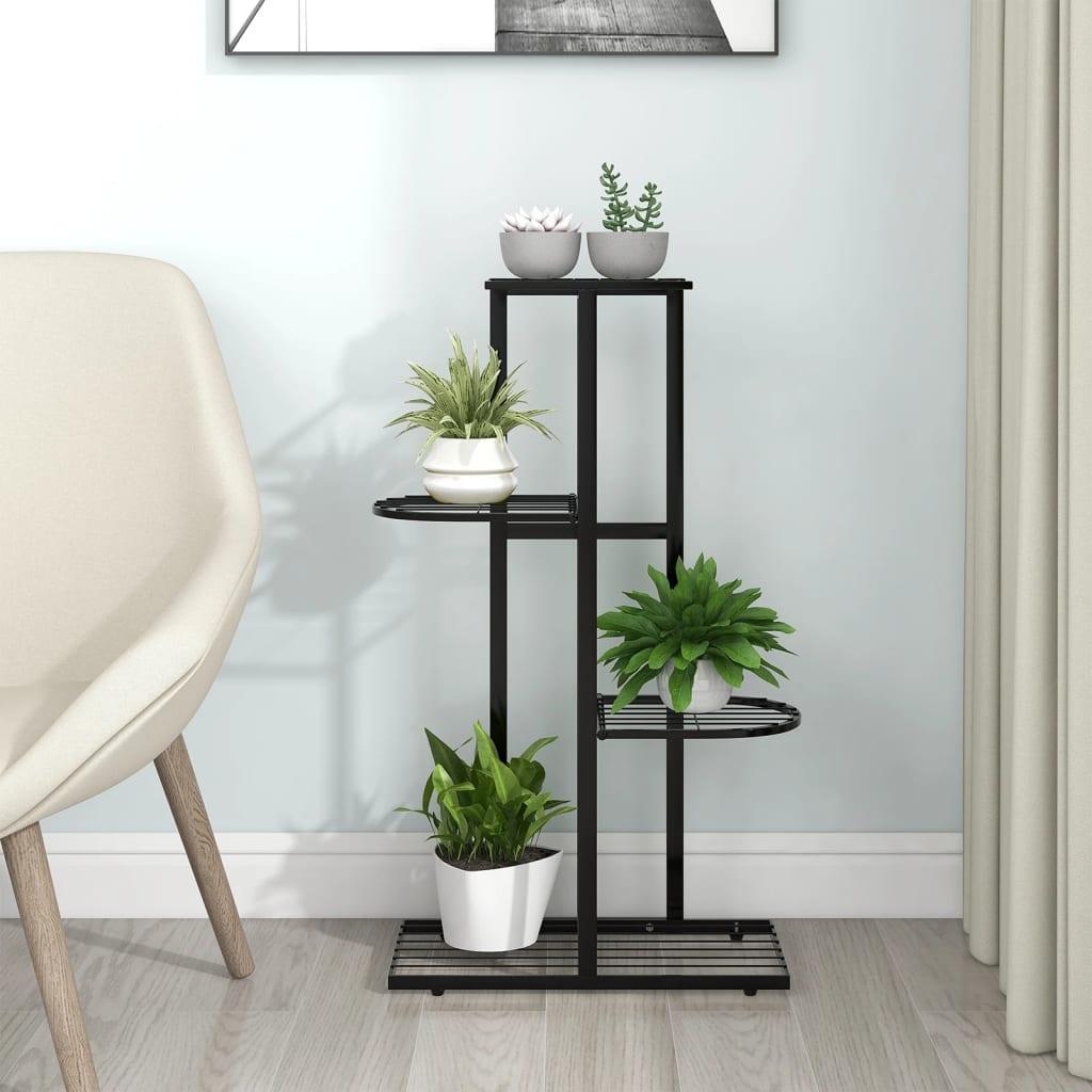 4-Floor Flower Stand 16.9"x8.7"x29.9" Black Metal at Set Shop and Smile