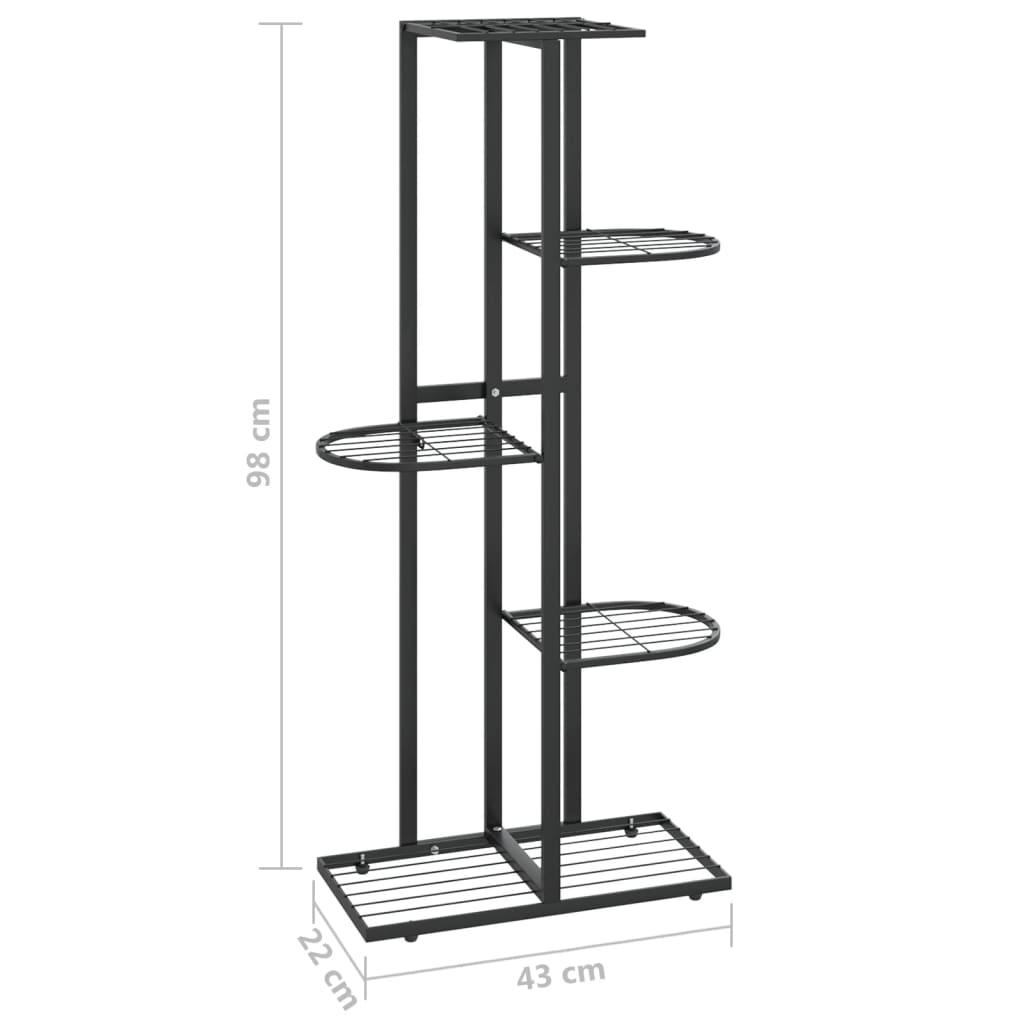 5-Floor Flower Stand 16.9"x8.7"x38.6" Black Metal at Set Shop and Smile