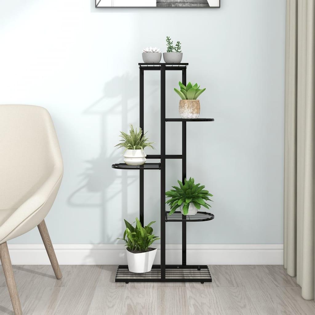 5-Floor Flower Stand 16.9"x8.7"x38.6" Black Metal at Set Shop and Smile
