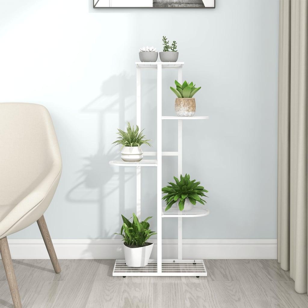 5-Floor Flower Stand 16.9"x8.7"x38.6" White Metal at Set Shop and Smile