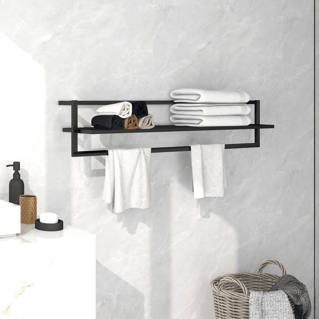 Towel Rack Black 37.4"x9.8"x8.7" Iron at Set Shop and Smile