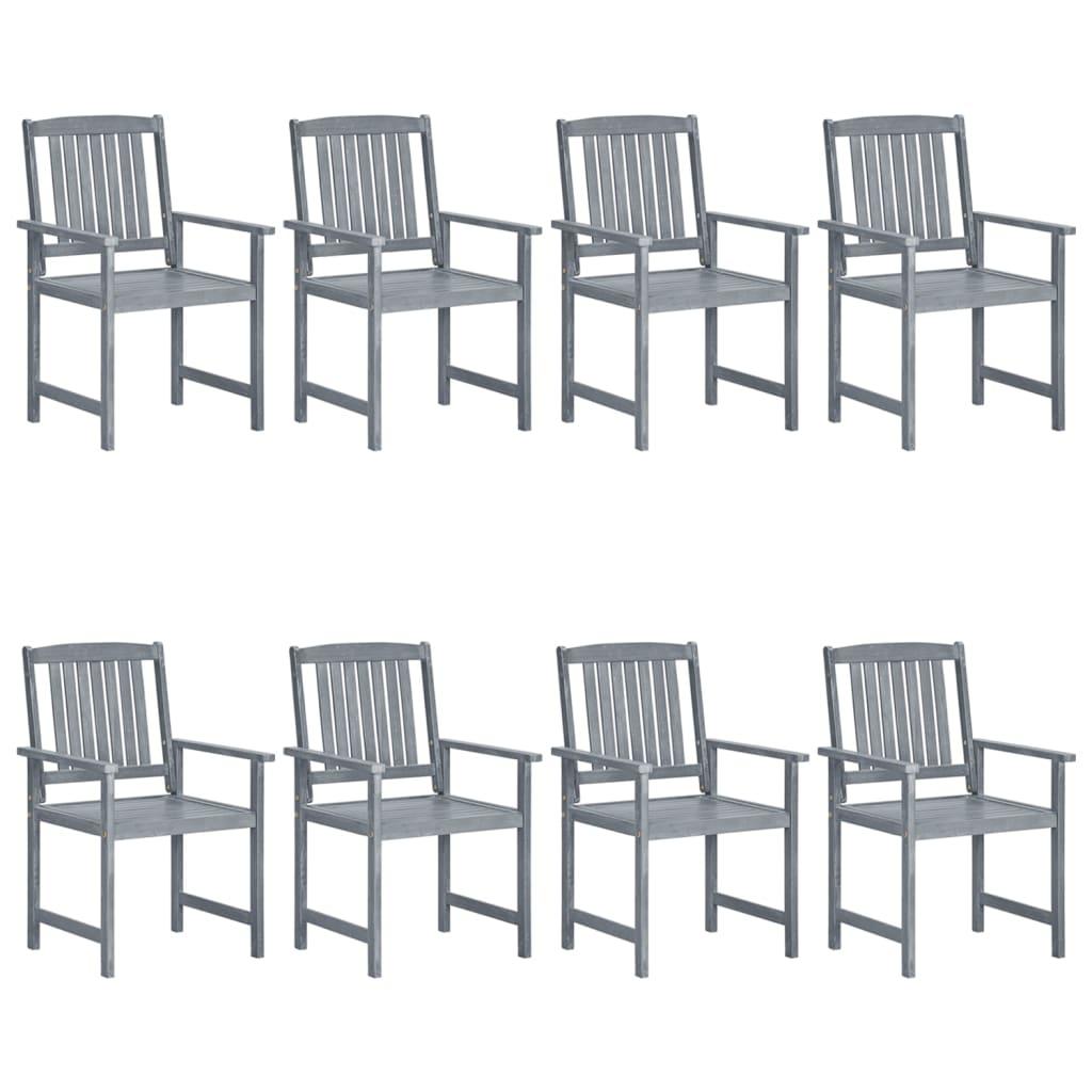 Patio Chairs 8 pcs Solid Acacia Wood Gray at Set Shop and Smile