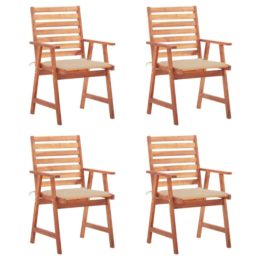 Patio Dining Chairs 4 pcs with Cushions Solid Acacia Wood at Set Shop and Smile