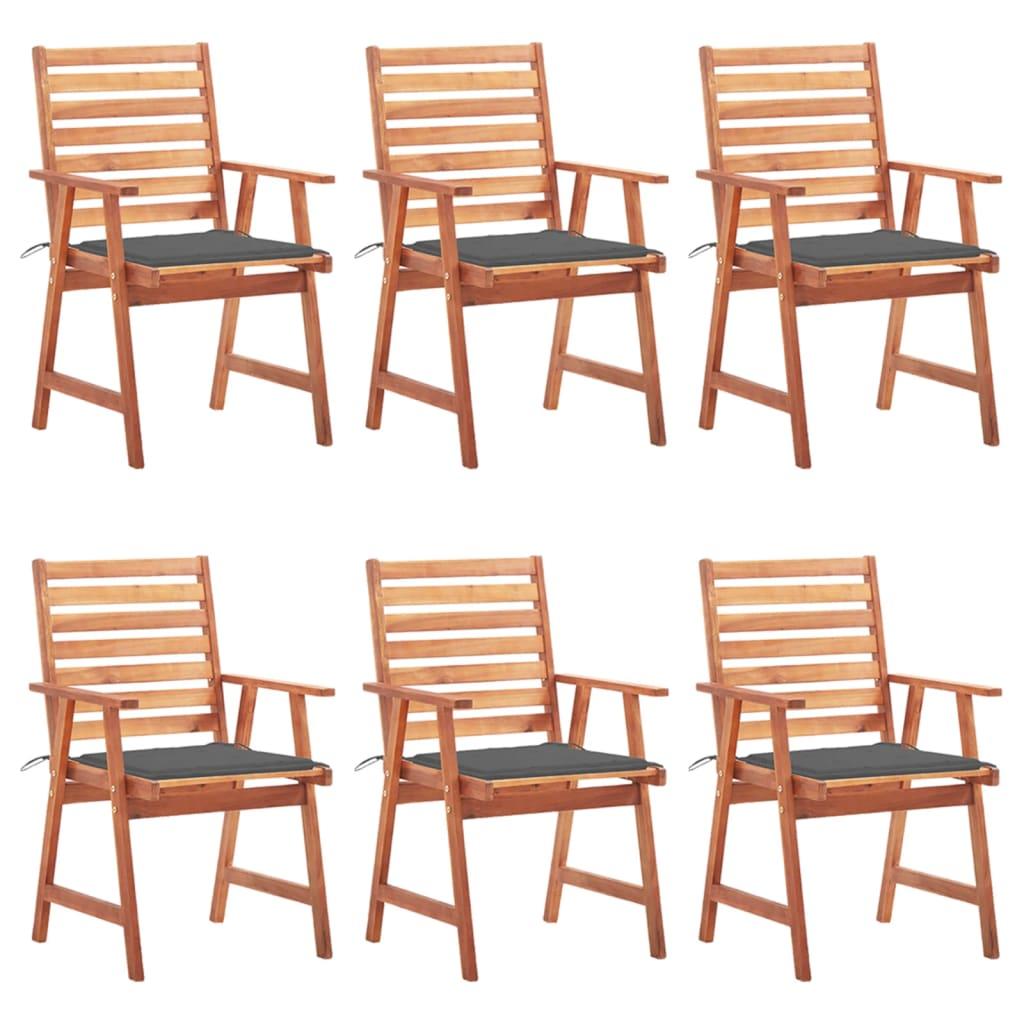 Patio Dining Chairs 6 pcs with Cushions Solid Acacia Wood at Set Shop and Smile