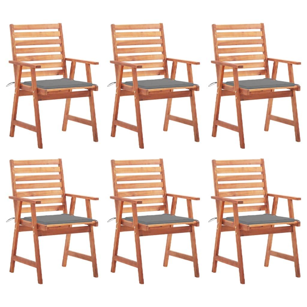 Patio Dining Chairs 6 pcs with Cushions Solid Acacia Wood at Set Shop and Smile