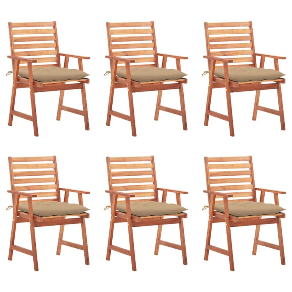 Patio Dining Chairs 6 pcs with Cushions Solid Acacia Wood at Set Shop and Smile