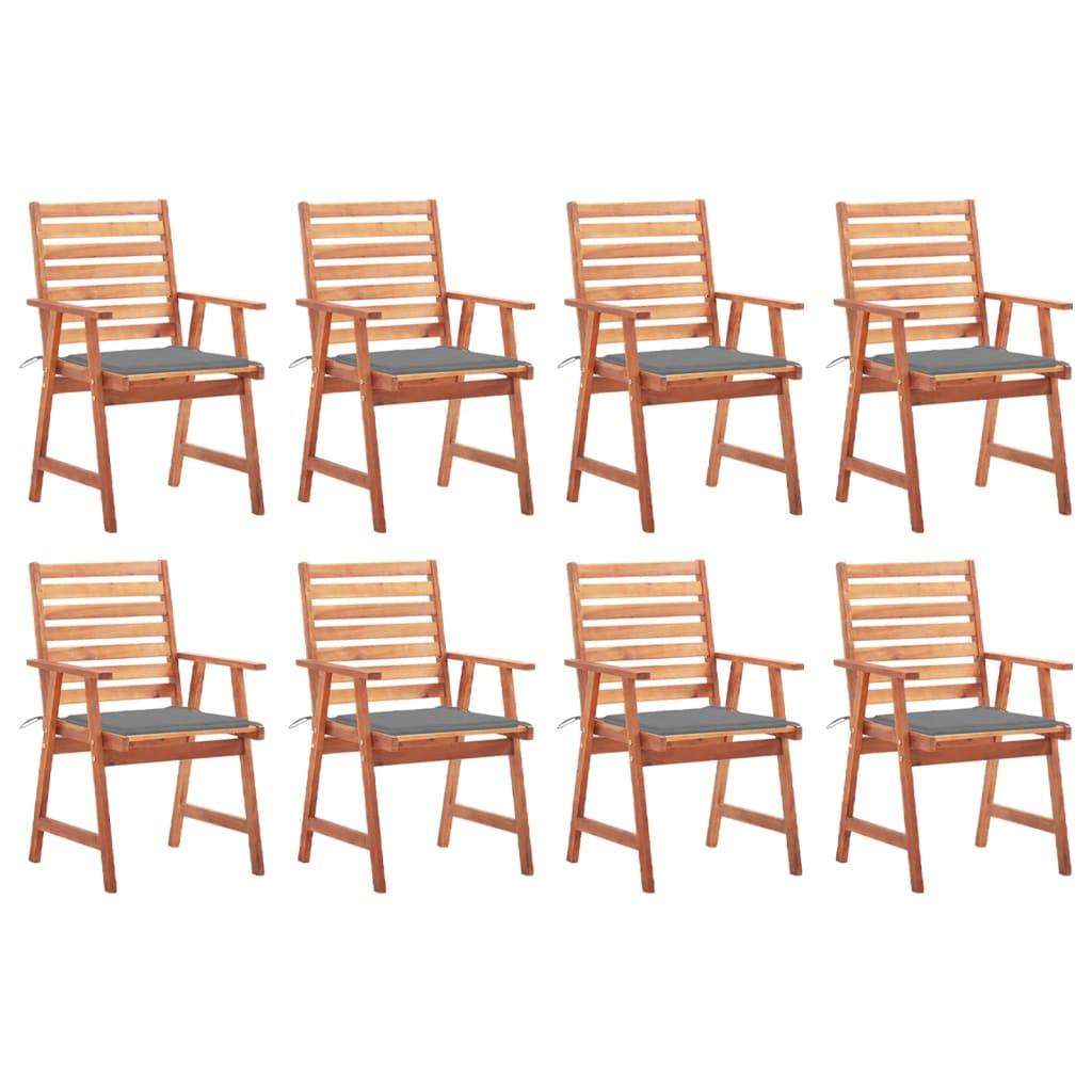 Patio Dining Chairs 8 pcs with Cushions Solid Acacia Wood at Set Shop and Smile