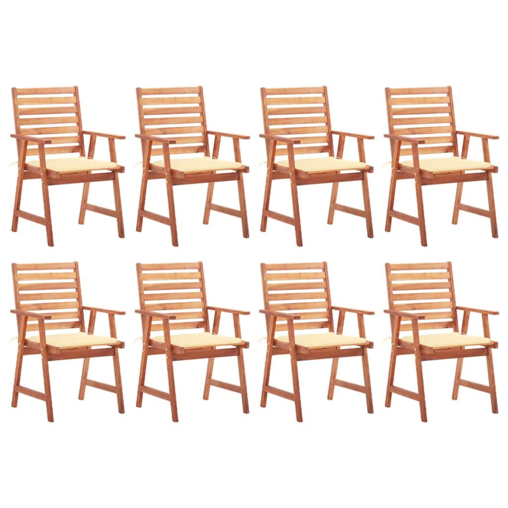 Patio Dining Chairs 8 pcs with Cushions Solid Acacia Wood at Set Shop and Smile