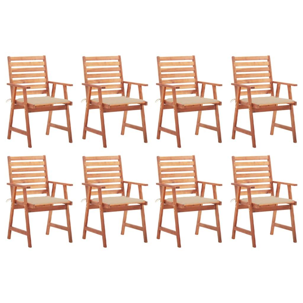 Patio Dining Chairs 8 pcs with Cushions Solid Acacia Wood at Set Shop and Smile