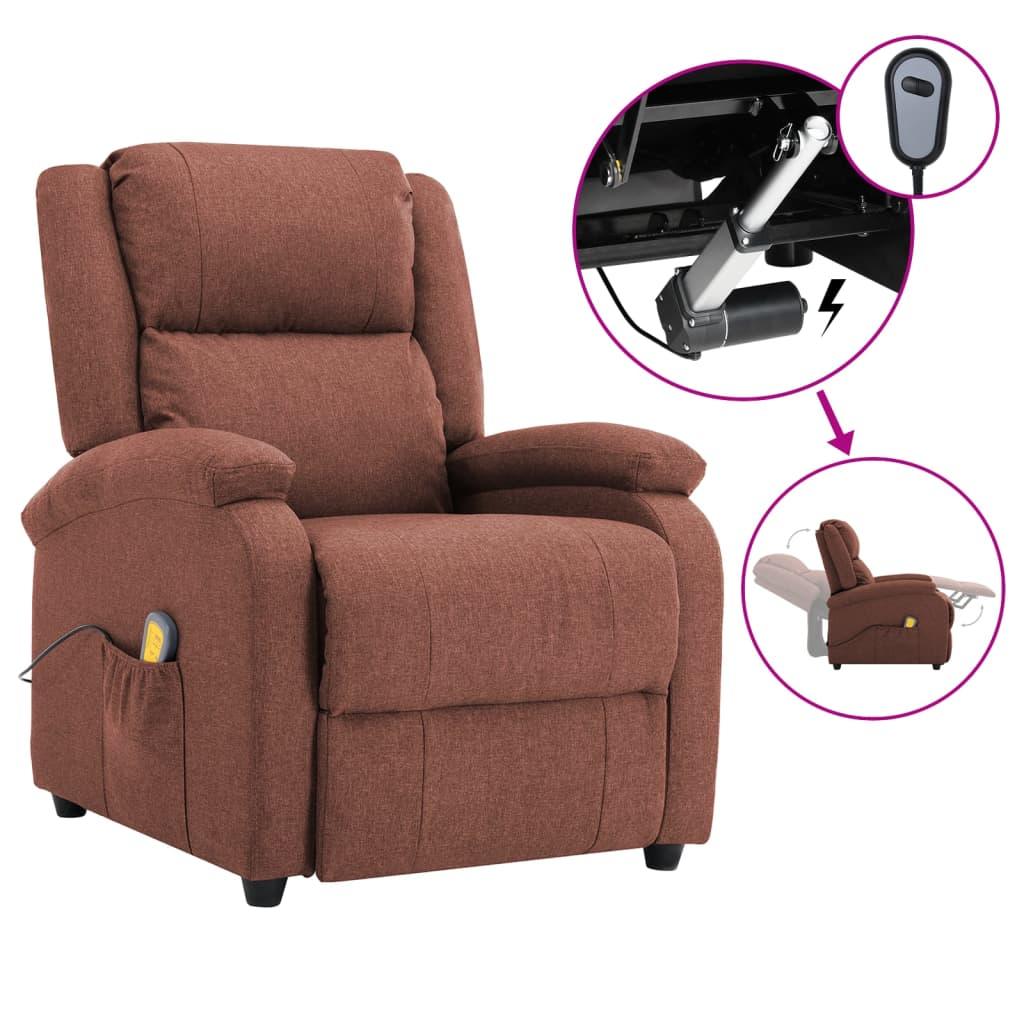 Massage Recliner Brown Fabric at Set Shop and Smile