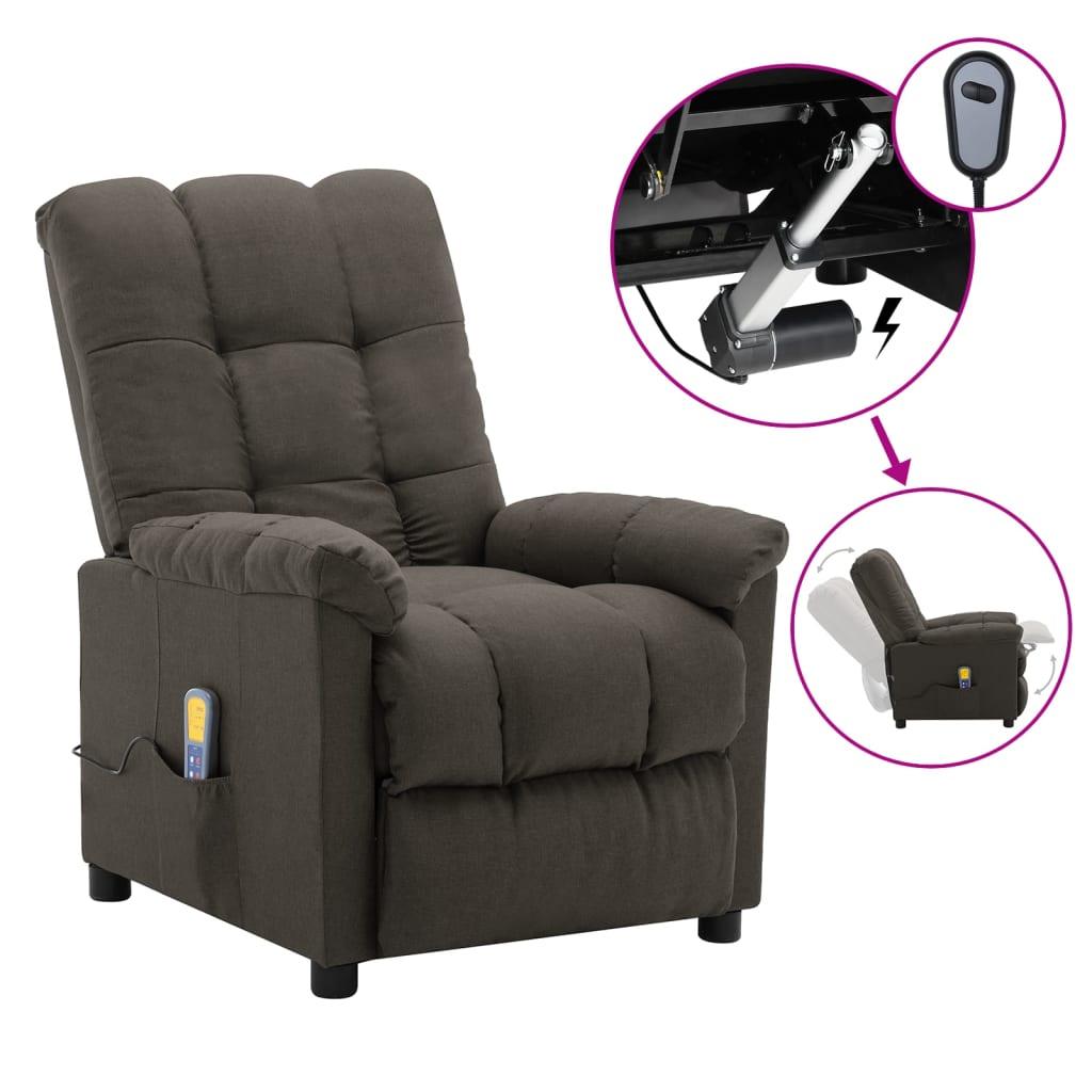 Massage Recliner Taupe Fabric at Set Shop and Smile