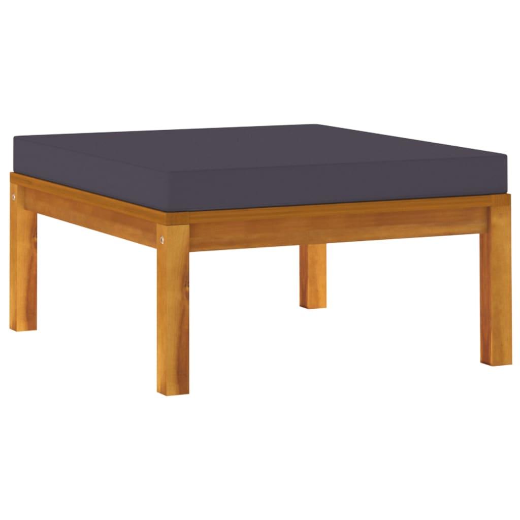 3 Piece Patio Lounge Set with Dark Gray Cushions Acacia Wood at Set Shop and Smile