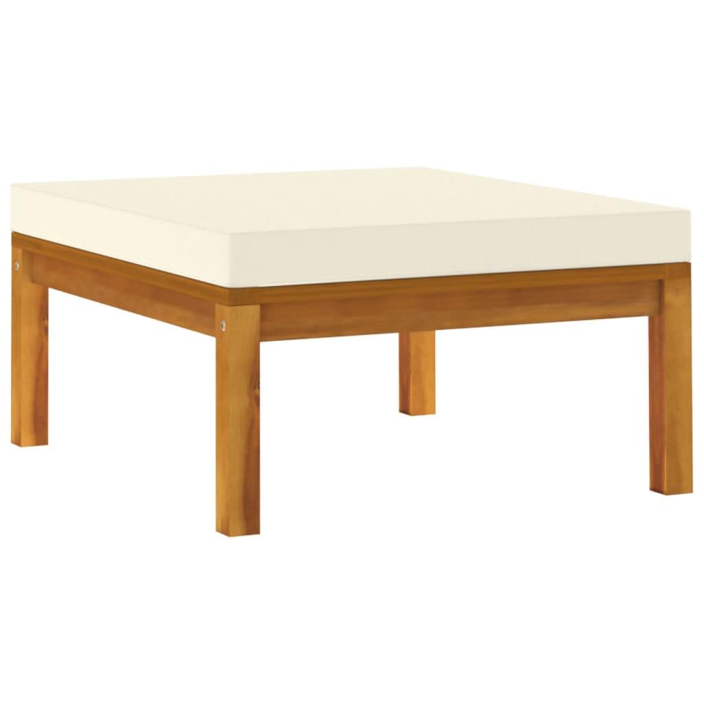 3 Piece Patio Lounge Set with Cream White Cushions Acacia Wood at Set Shop and Smile