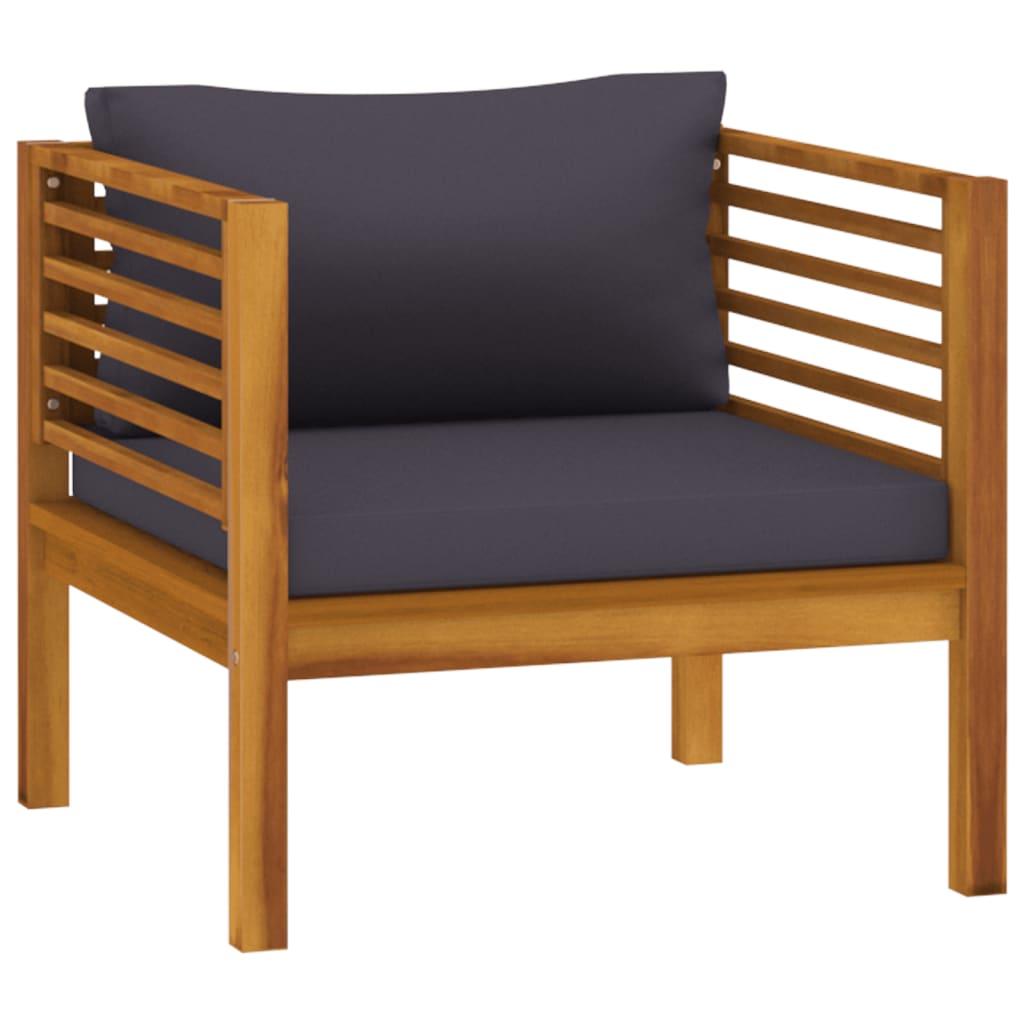 Patio Chair with Dark Gray Cushions Solid Acacia Wood at Set Shop and Smile