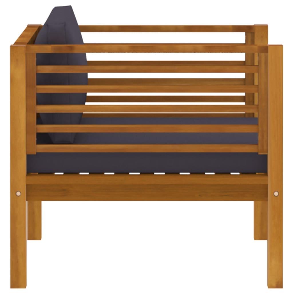 Patio Chair with Dark Gray Cushions Solid Acacia Wood at Set Shop and Smile