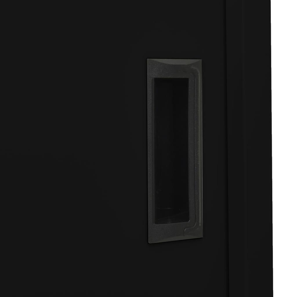 Office Cabinet with Sliding Door Black 35.4"x15.7"x70.9" Steel at Set Shop and Smile
