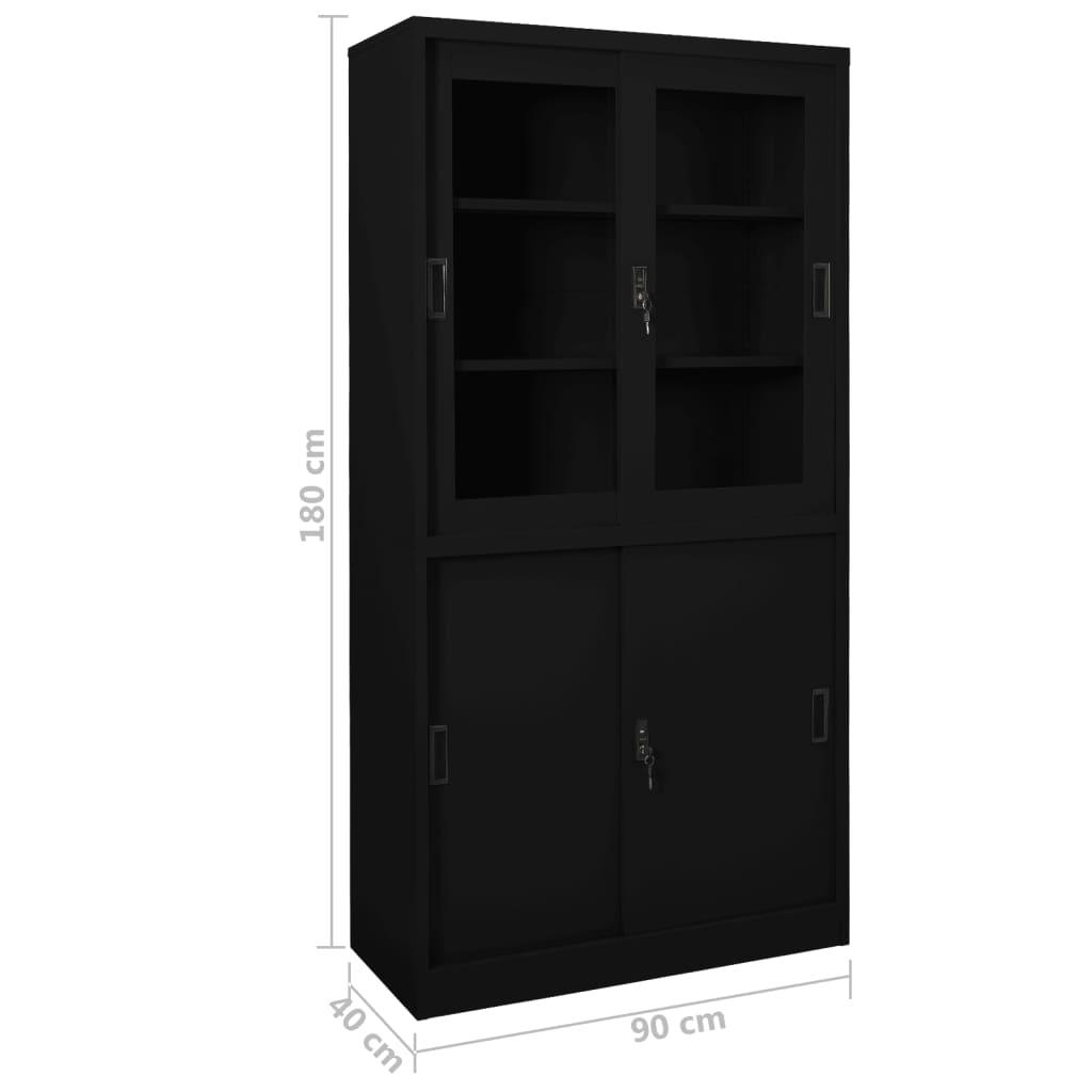 Office Cabinet with Sliding Door Black 35.4"x15.7"x70.9" Steel at Set Shop and Smile