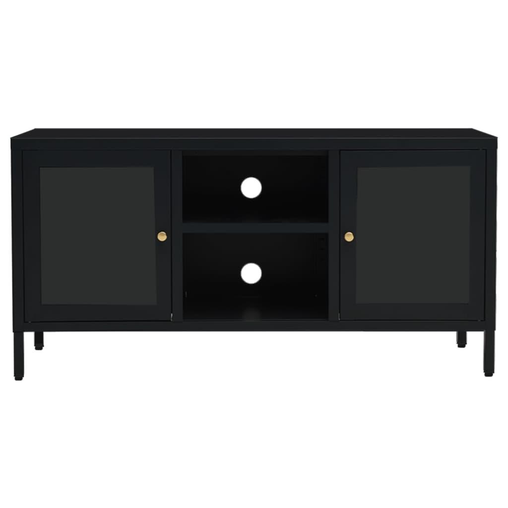 TV Cabinet Black 41.3"x13.8"x20.5" Steel and Glass at Set Shop and Smile
