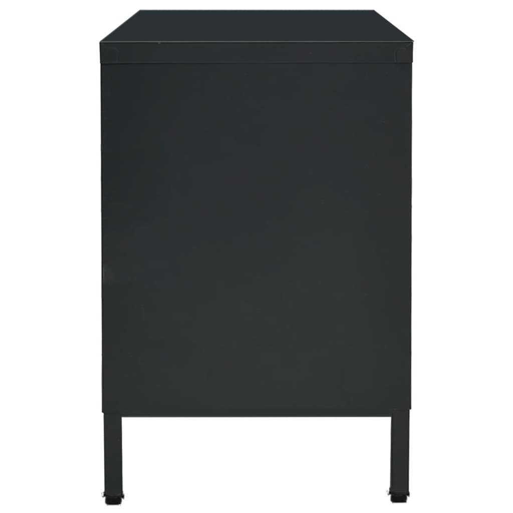 TV Cabinet Black 41.3"x13.8"x20.5" Steel and Glass at Set Shop and Smile