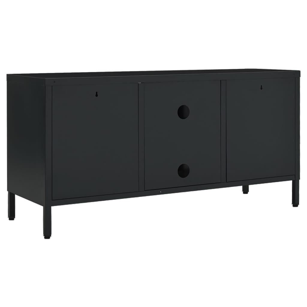 TV Cabinet Black 41.3"x13.8"x20.5" Steel and Glass at Set Shop and Smile