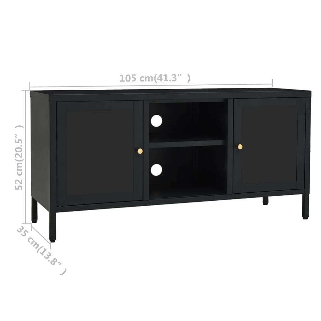 TV Cabinet Black 41.3"x13.8"x20.5" Steel and Glass at Set Shop and Smile